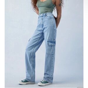 PacSun Women's Light Blue Boyfriend Cargo Jeans